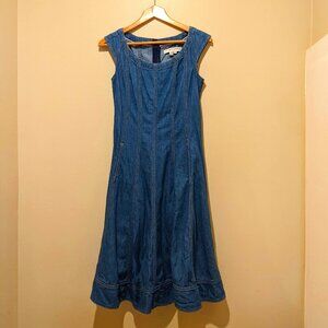Anthropologie Pilcro Denim Sleeveless Flowy Dress Pockets Exposed Zipper Size 4S